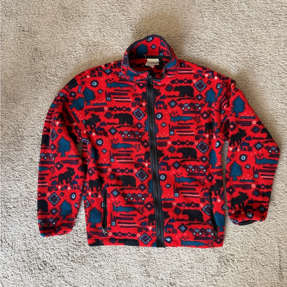 RARE Red and Black Patterned Fleece Jacket